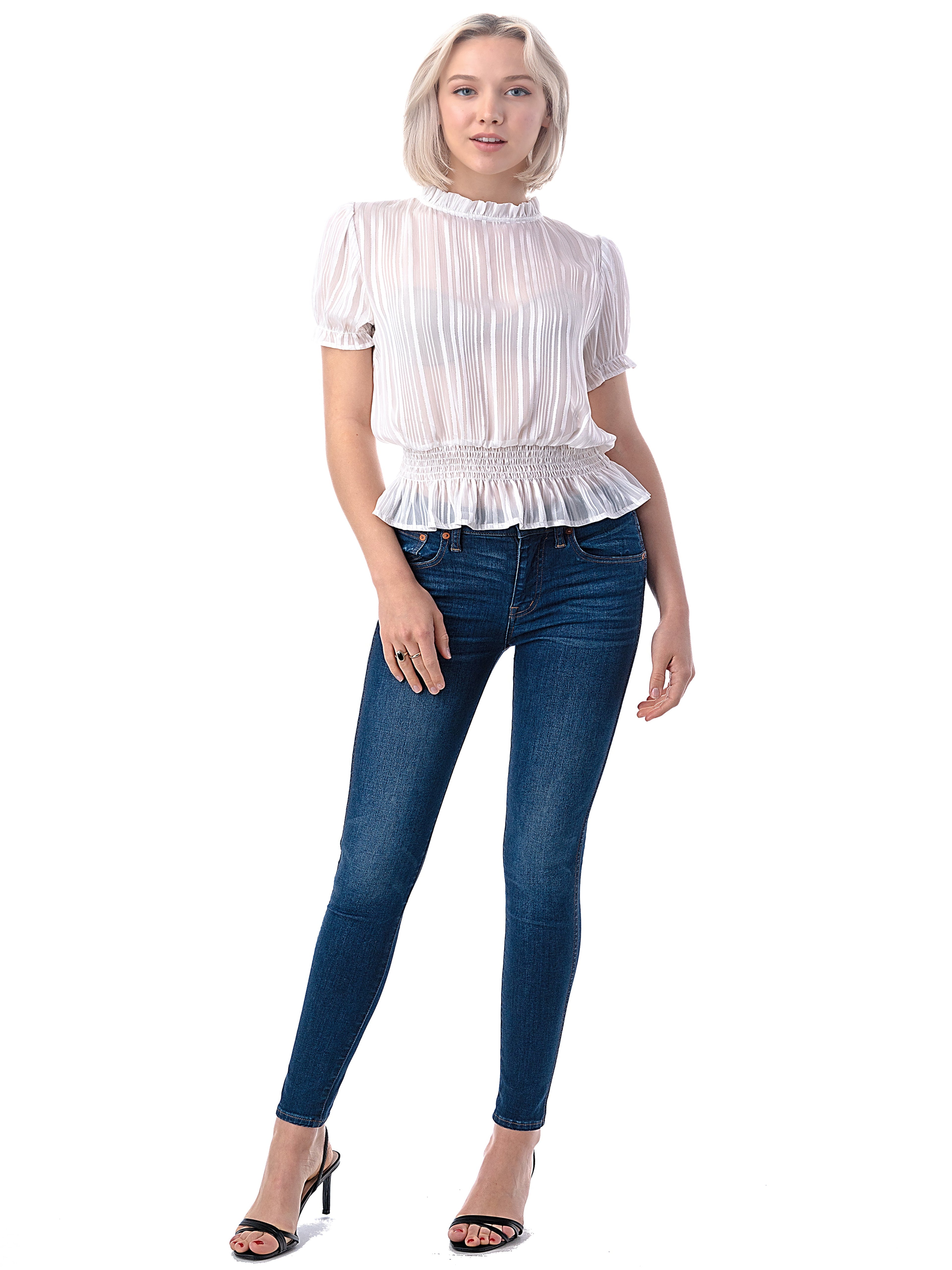 women’s white pleated blouse