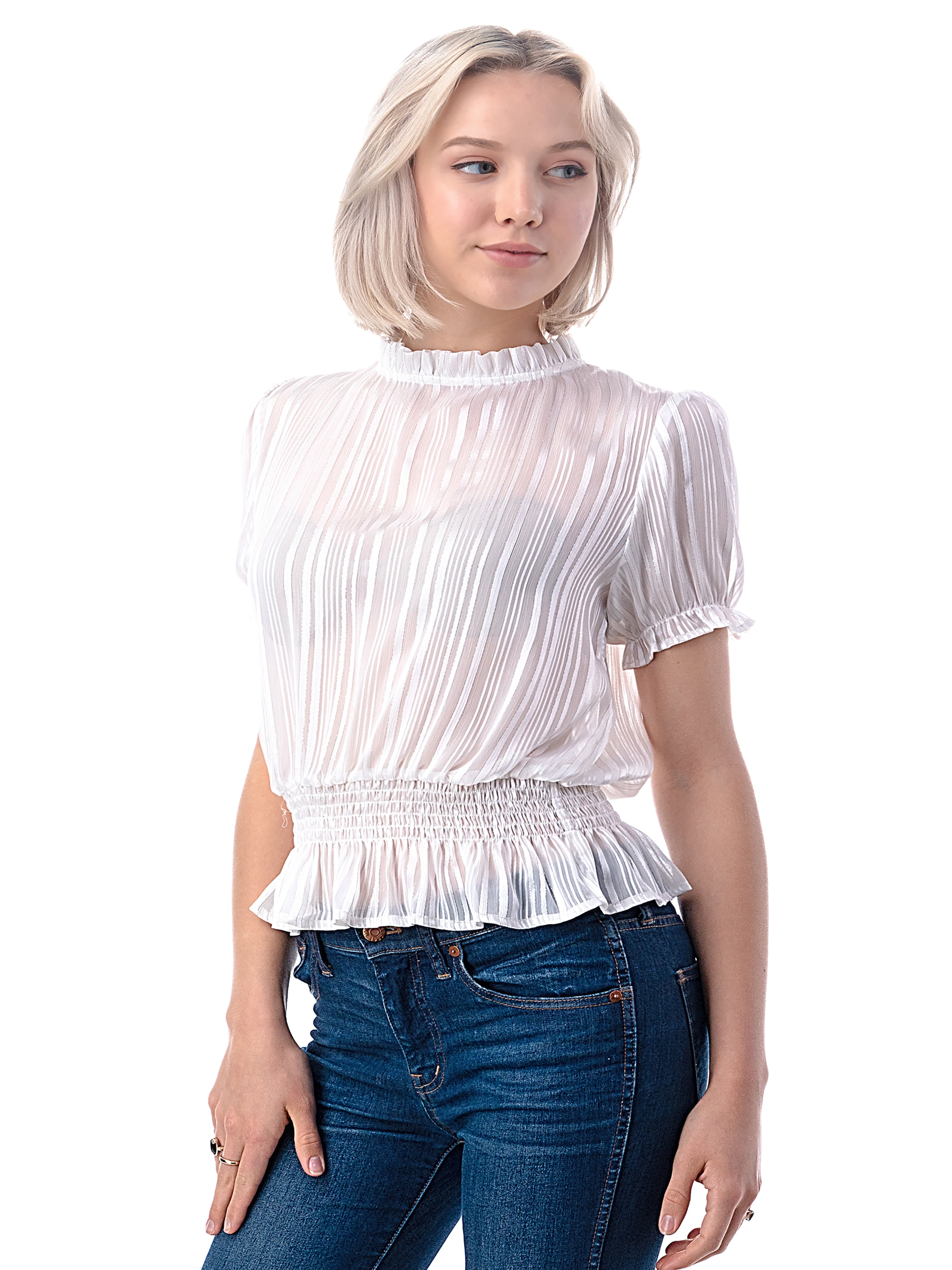 women’s white pleated blouse