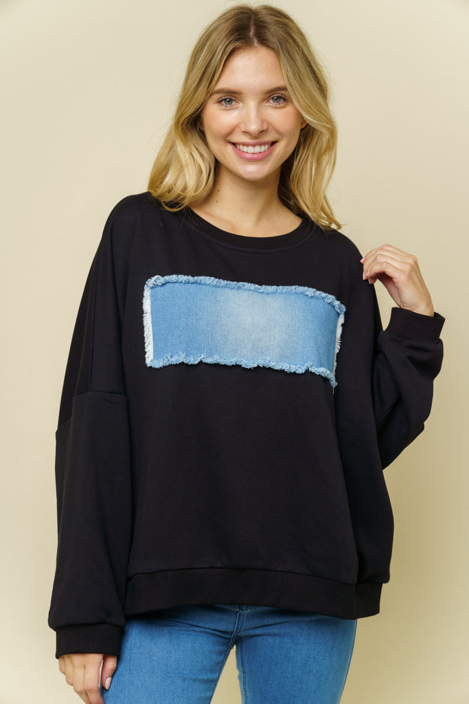 Dropped Shoulder with Chest Patch Sweat Shirt – EDGY Land