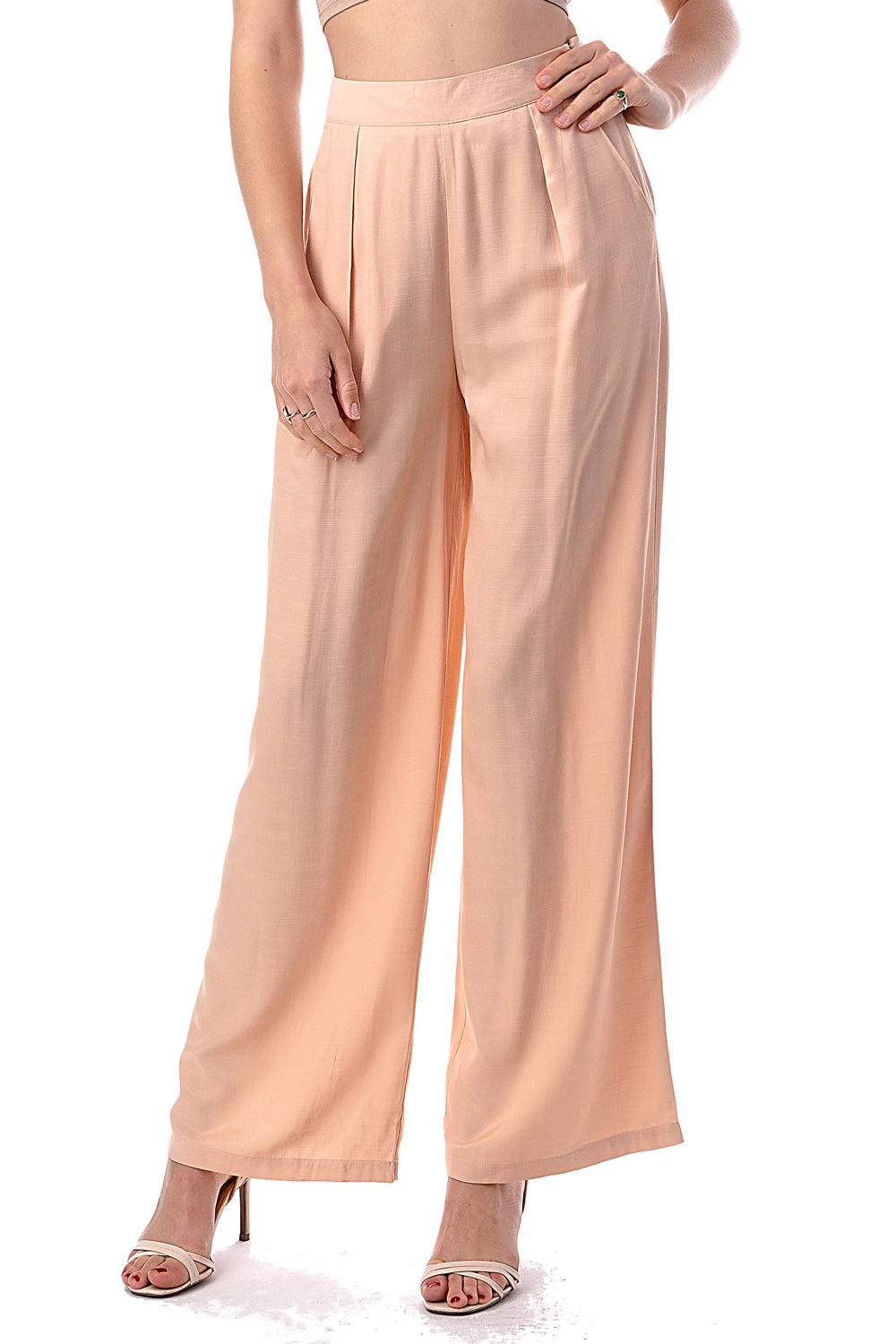 high-waisted wide-leg trousers
