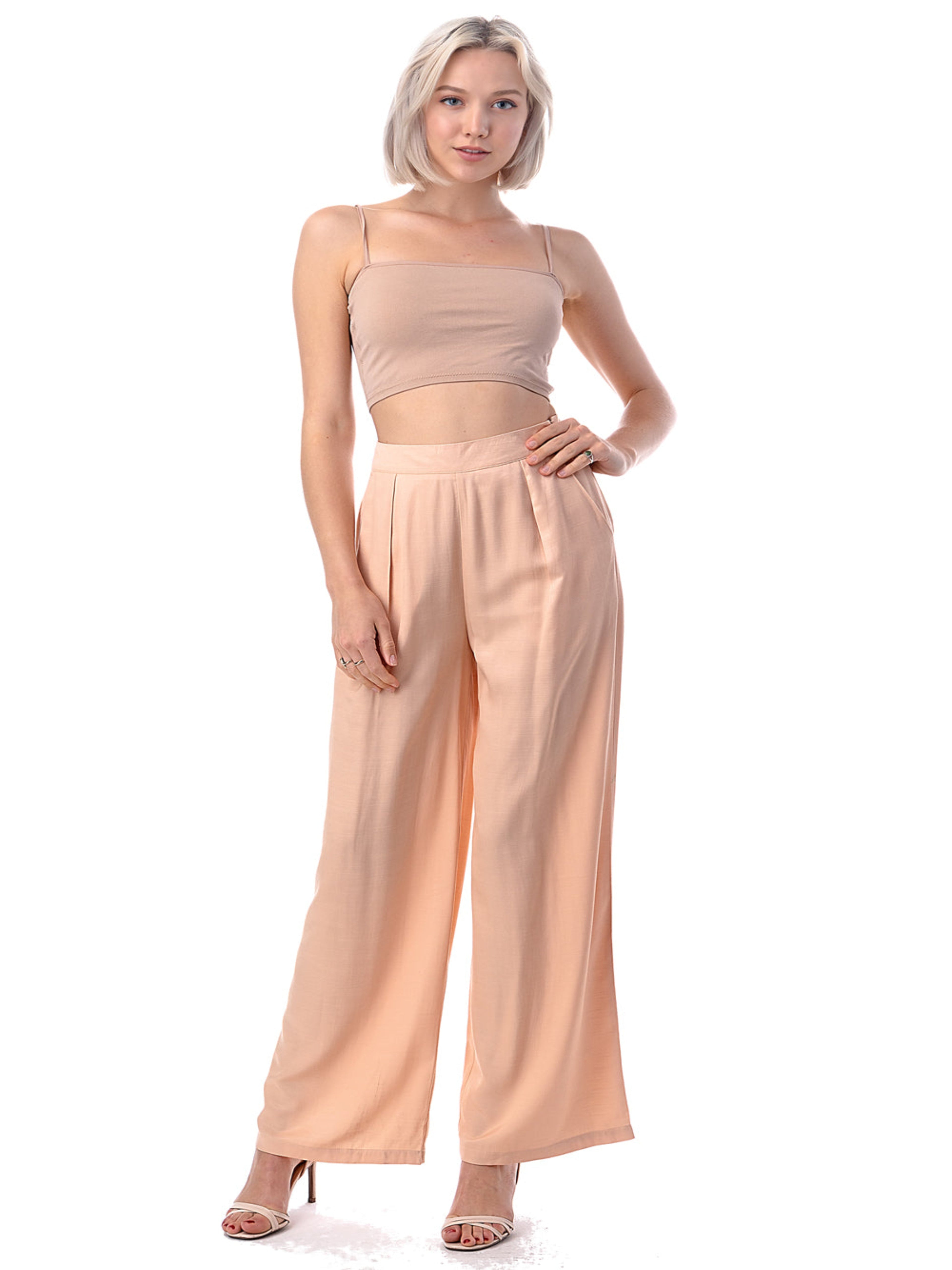 high-waisted wide-leg trousers