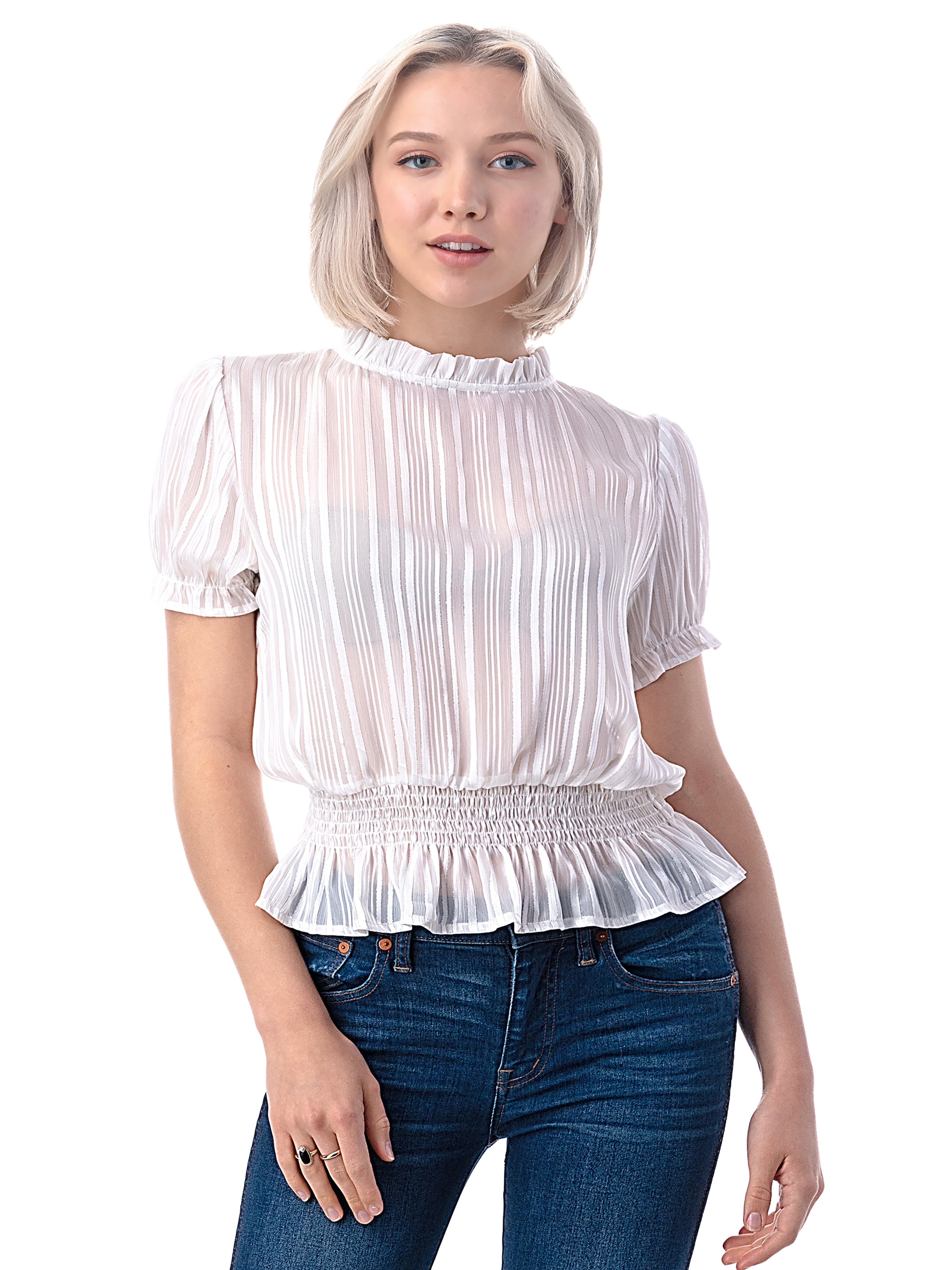 women’s white pleated blouse