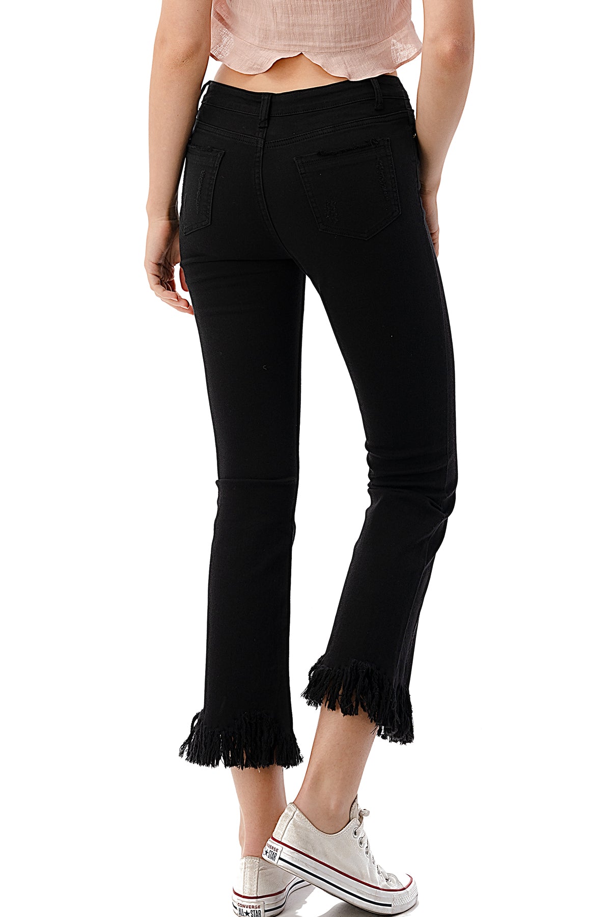 EDGY Land Girl's and Women's Fringed Leg Edge Skinny Fit CroPPEd & Ankle Fashion and Trendy CroPPEd Jean Pant