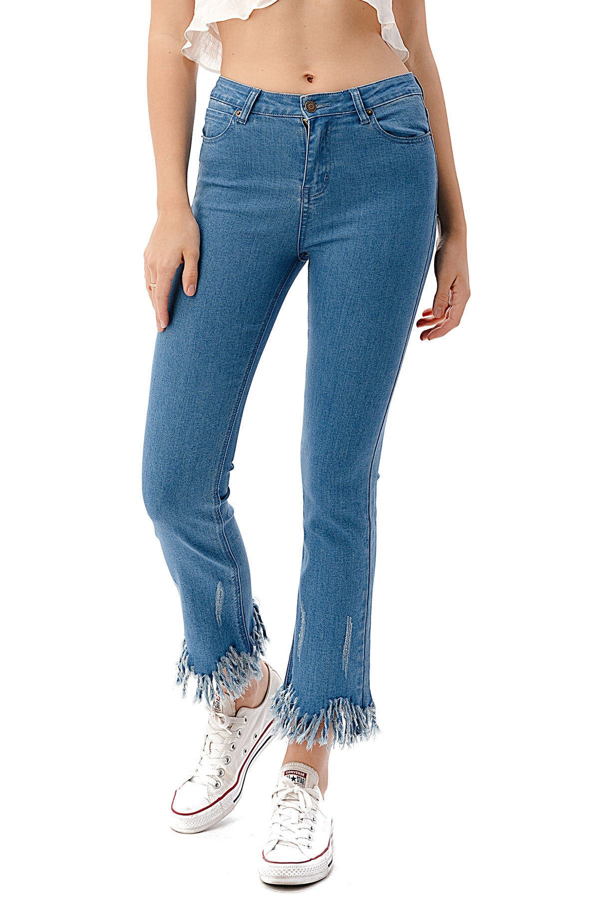 Fringed Leg Edge Skinny Fit CroPPEd & Ankle Fashion and