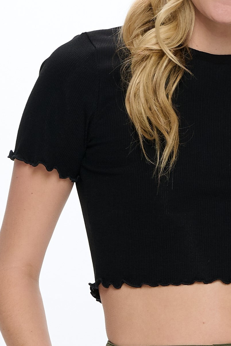 Ribbed Scallop Edge Cropped Top