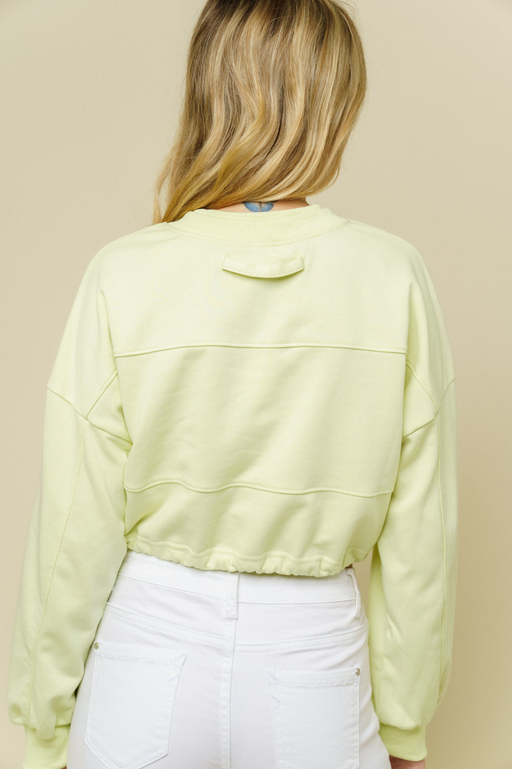 Dropped Shoulder Long Sleeve Cropped Top