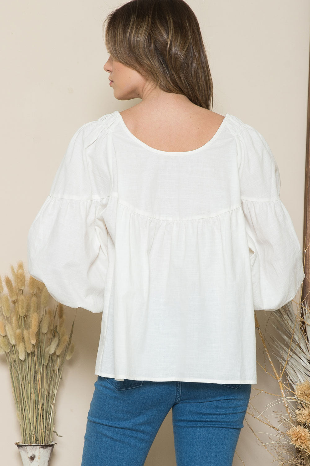 Open Back with String Cropped Sleeve Top