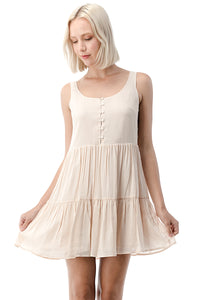 EDGY Land Girl's and Women's Buttoned Sleeveless Mini-length A-Line Party Dress