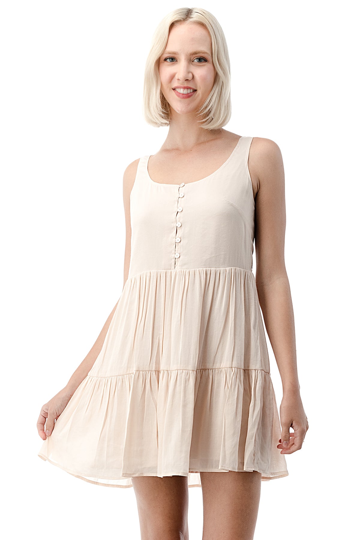 EDGY Land Girl's and Women's Buttoned Sleeveless Mini-length A-Line Party Dress