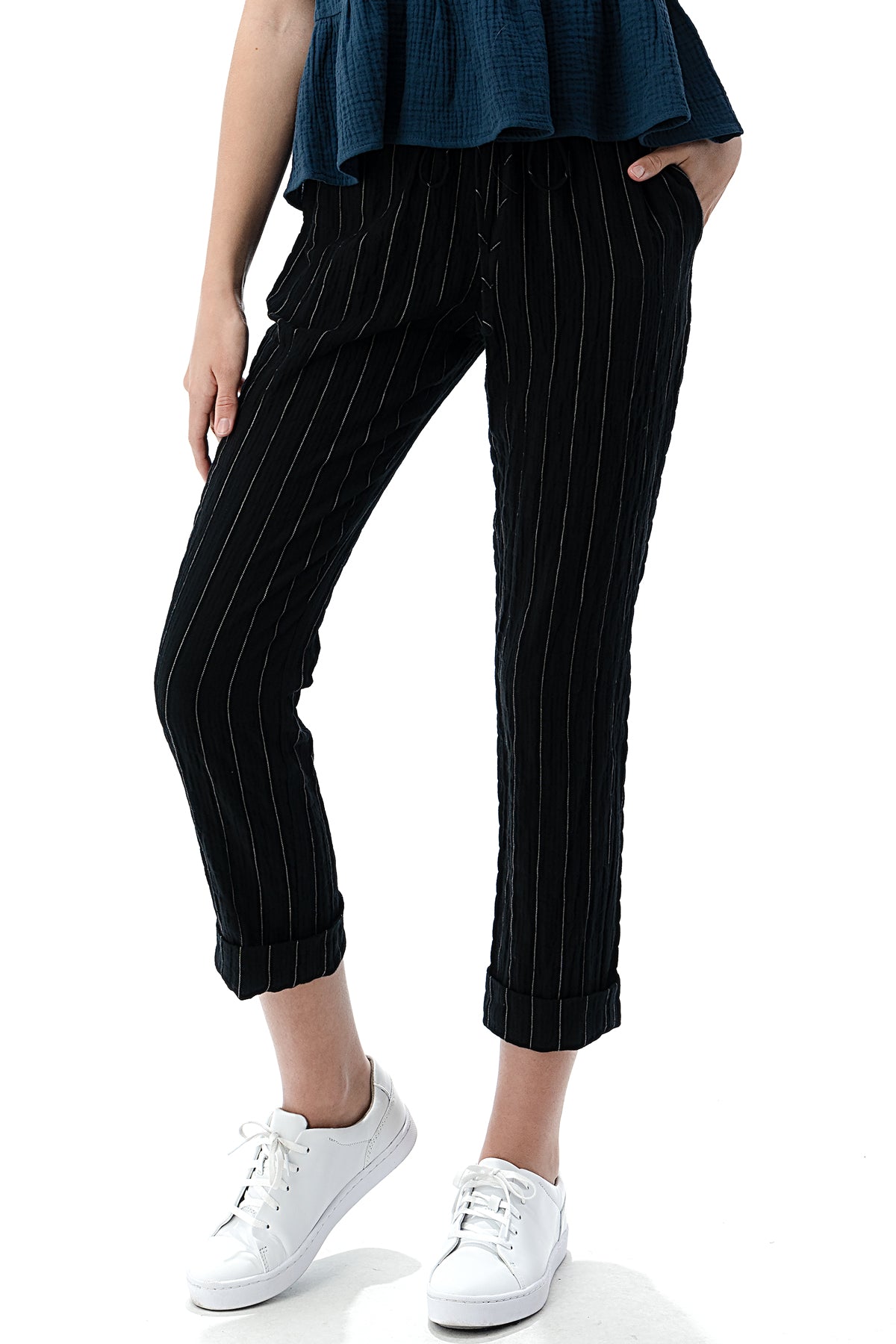 EDGY Land Girl's and Women's Slim-Sation Wrinkled Pull on Fashion Cropped Pant