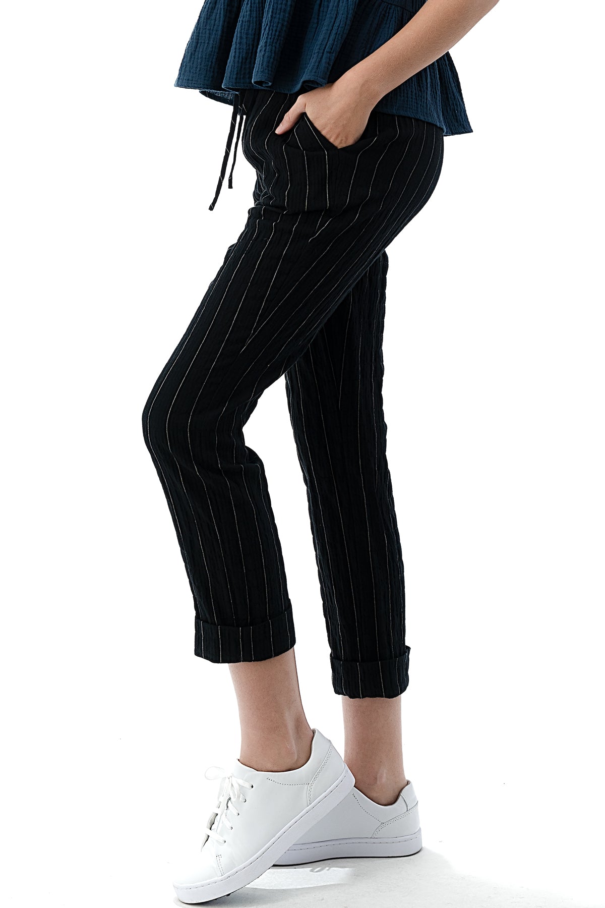 EDGY Land Girl's and Women's Slim-Sation Wrinkled Pull on Fashion Cropped Pant