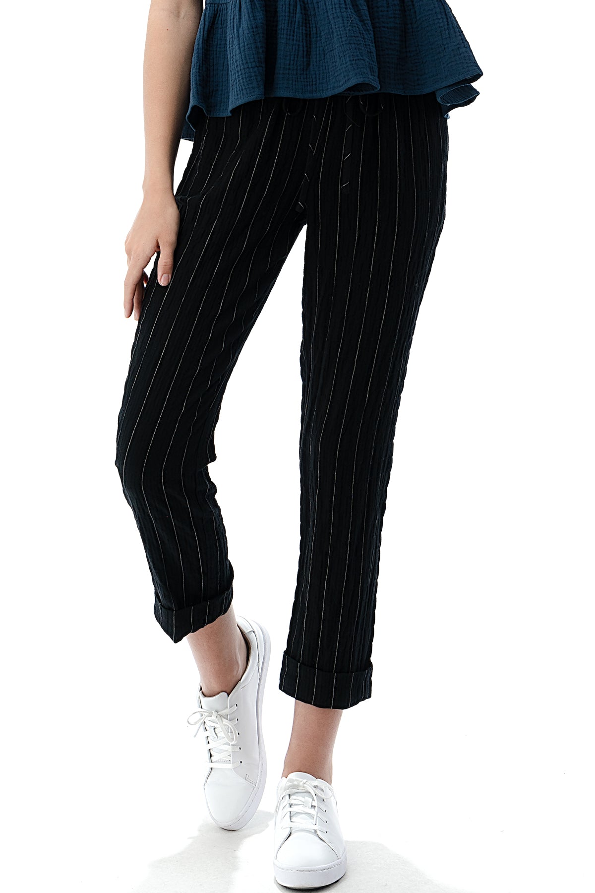 EDGY Land Girl's and Women's Slim-Sation Wrinkled Pull on Fashion Cropped Pant