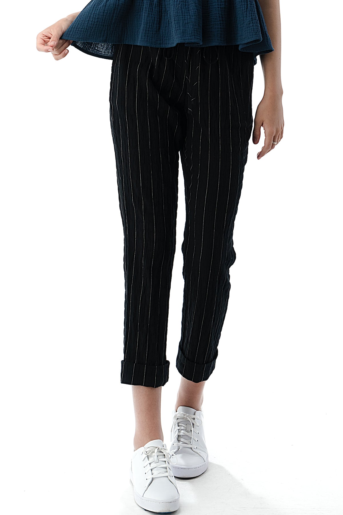 EDGY Land Girl's and Women's Slim-Sation Wrinkled Pull on Fashion Cropped Pant