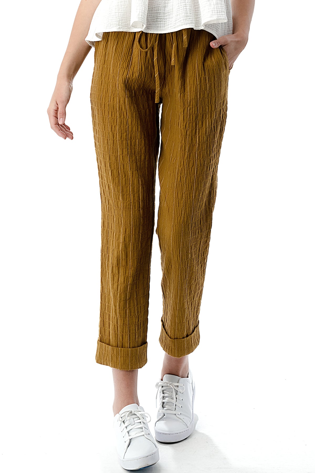 EDGY Land Girl's and Women's Slim-Sation Wrinkled Pull on Fashion Cropped Pant