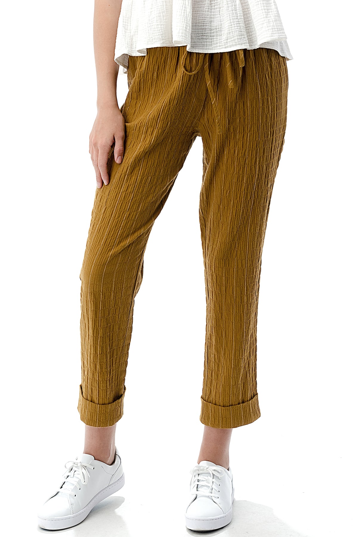 EDGY Land Girl's and Women's Slim-Sation Wrinkled Pull on Fashion Cropped Pant