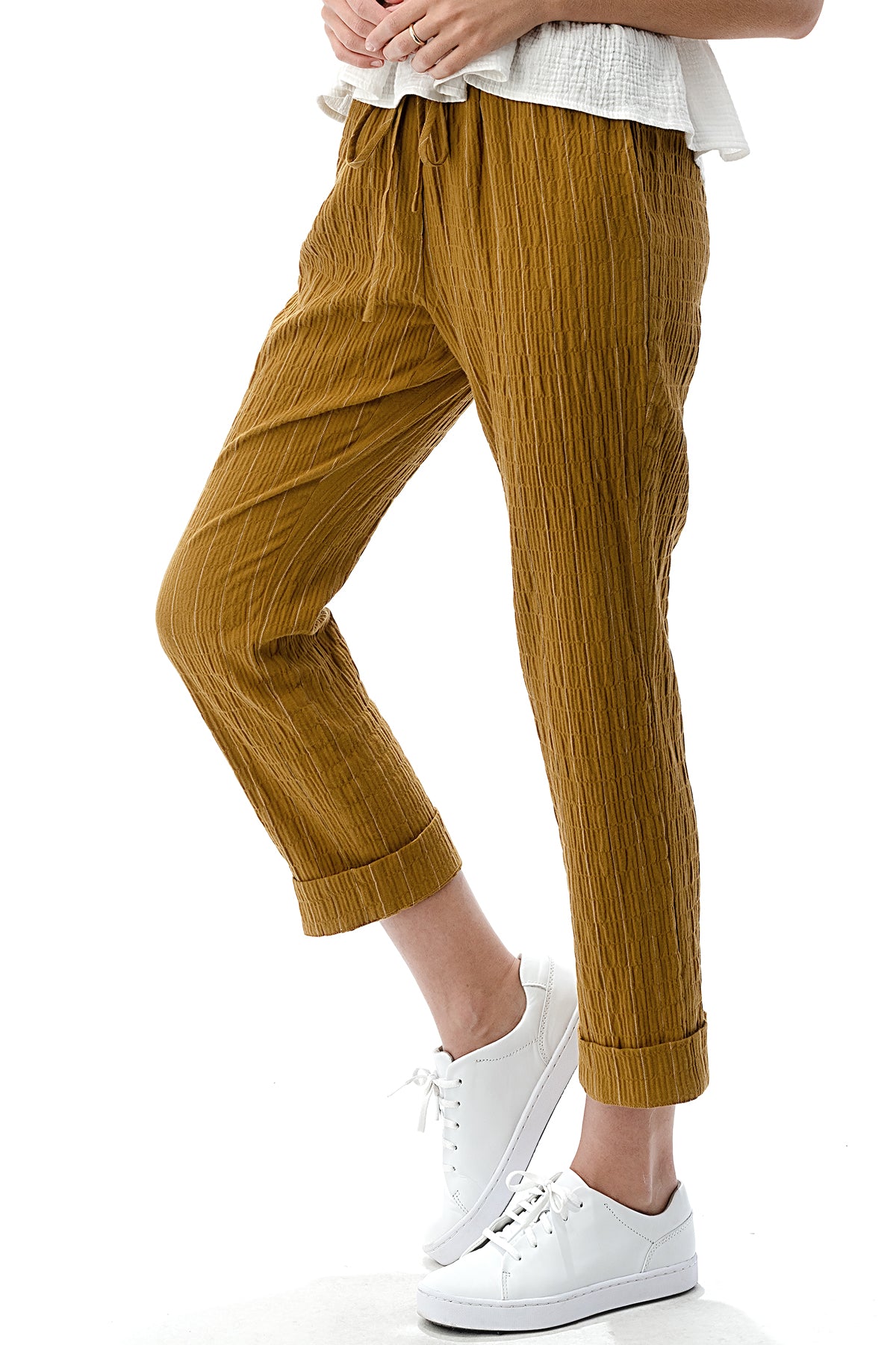 EDGY Land Girl's and Women's Slim-Sation Wrinkled Pull on Fashion Cropped Pant