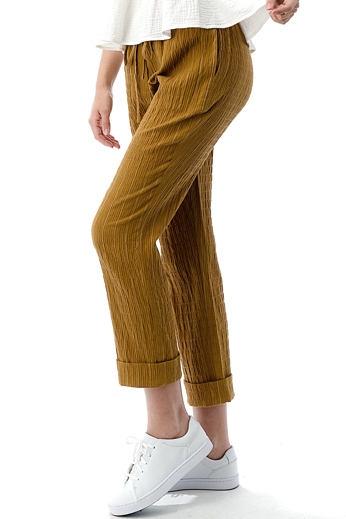 EDGY Land Girl's and Women's Slim-Sation Wrinkled Pull on Fashion Cropped Pant