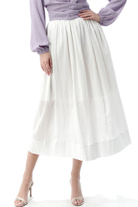 EDGY Land Girl's and Women's High Waist Solid Smocked Mid Maxi Flowy Skirt