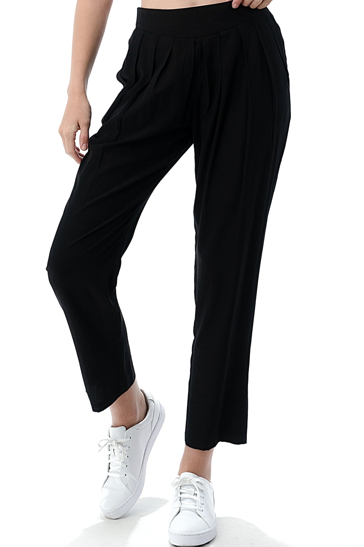 EDGY Land Girl's and Women's Pleated Slim-Sation Smocking Band CroPPEd Pants