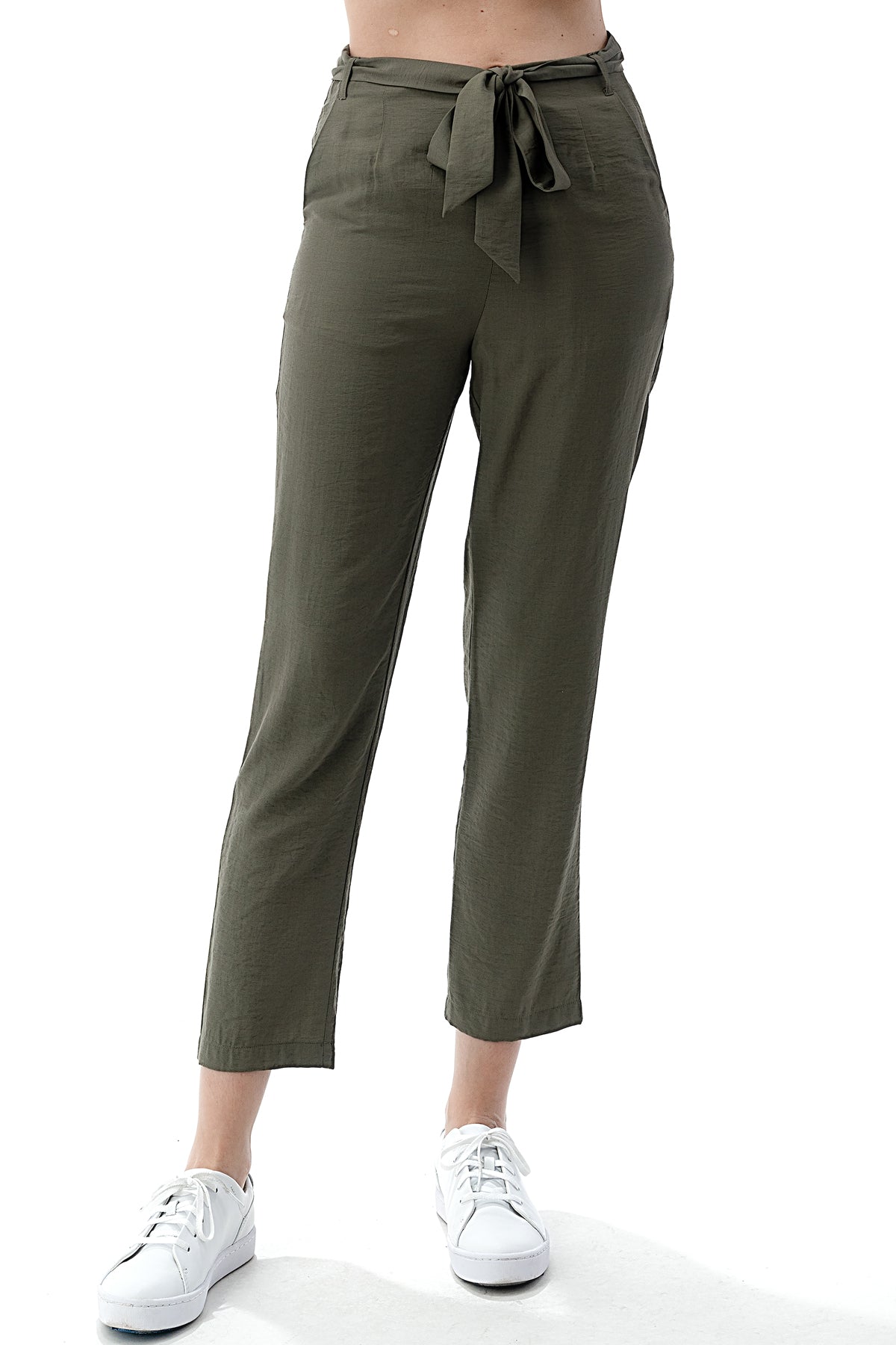 パンツ Lien Self Tie Belt Slit Pocket Slim-Sation CroPPEd Pant – EDGY Land