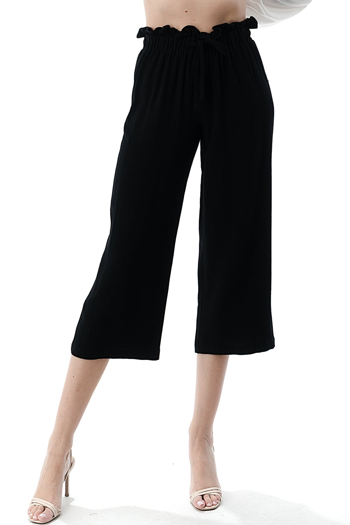 EDGY Land Girl's and Women's Drawstring Tie Shirred Ruffle Waist CroPPEd Fashion Pant