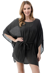EDGY Land Girl's and Women's Round Neck Poncho Mini Dress with Waist Tie